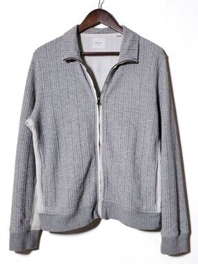 Billy Reid Ribbon Quilted Track Jacket M Gray Full Zip Casual Peruvian Men’s